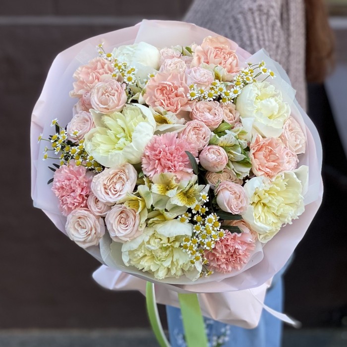 Букет Нежное утро с пионами