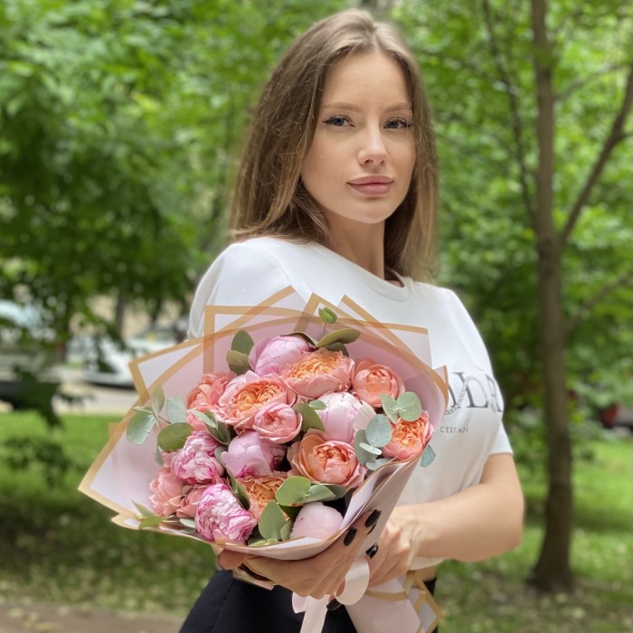 Букет Романтическое настроение с пионами
