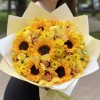 Букет Солнечный зайчик с подсолнухами