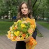 Букет с розами и хризантемами Теплый вечер