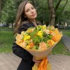 Букет с розами и хризантемами Теплый вечер