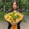 Букет с розами и хризантемами Теплый вечер
