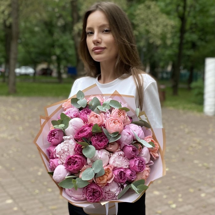 Букет с пионами Трепетная любовь