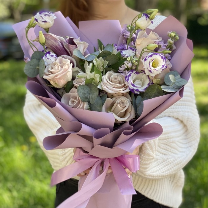 Букет Винтаж с розой Мента