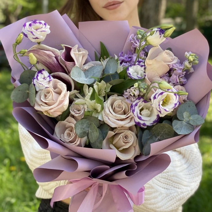 Букет Винтаж с розой Мента