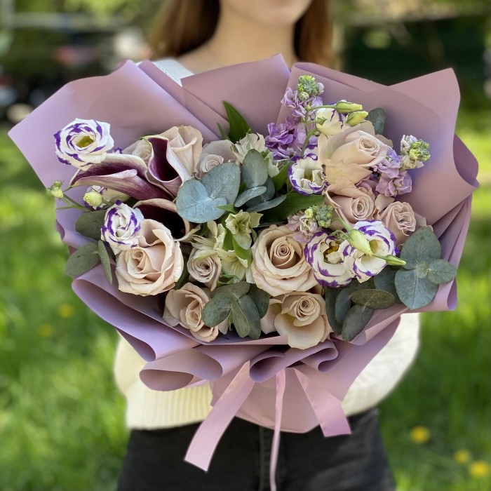 Букет Винтаж с розой Мента