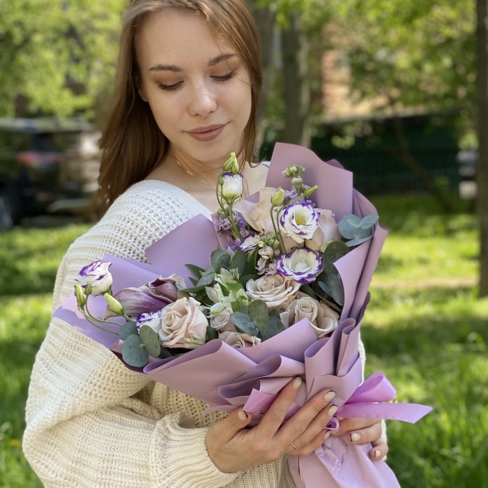 Букет Винтаж с розой Мента