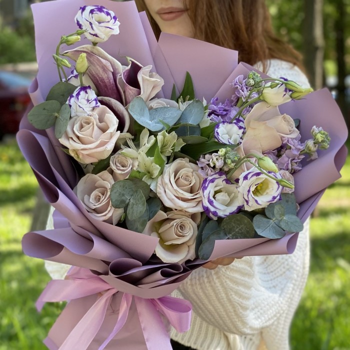 Букет Винтаж с розой Мента