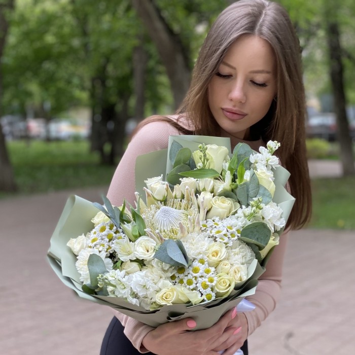 Букет Жемчужина с протеей
