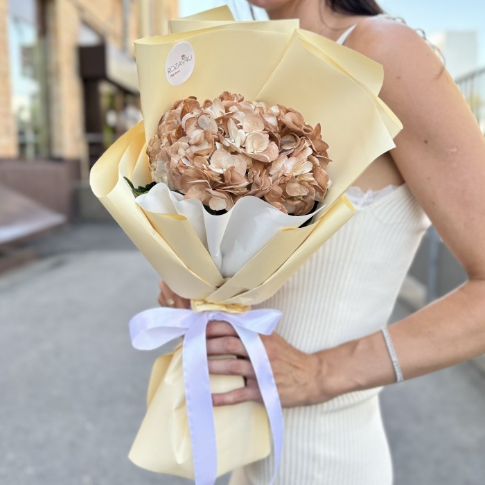 Букет с гортензией капучино