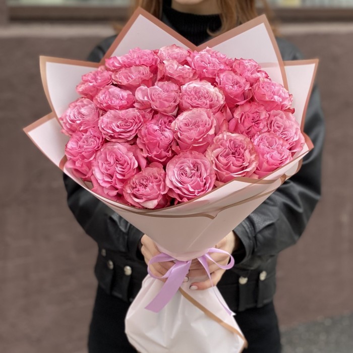 25 пионовидных роз Кантри блюз 50 см