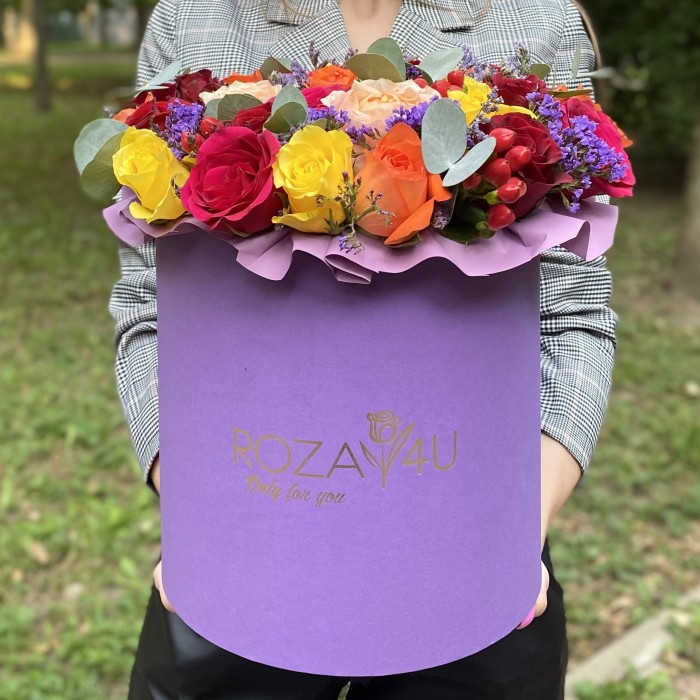 Композиция Осенняя роза в коробке