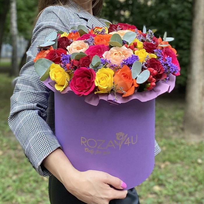 Композиция Осенняя роза в коробке