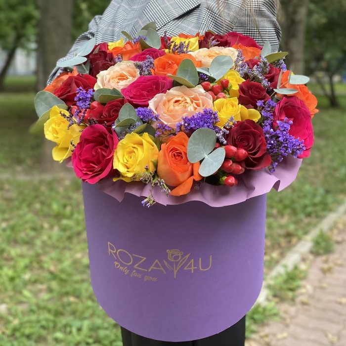 Композиция Осенняя роза в коробке