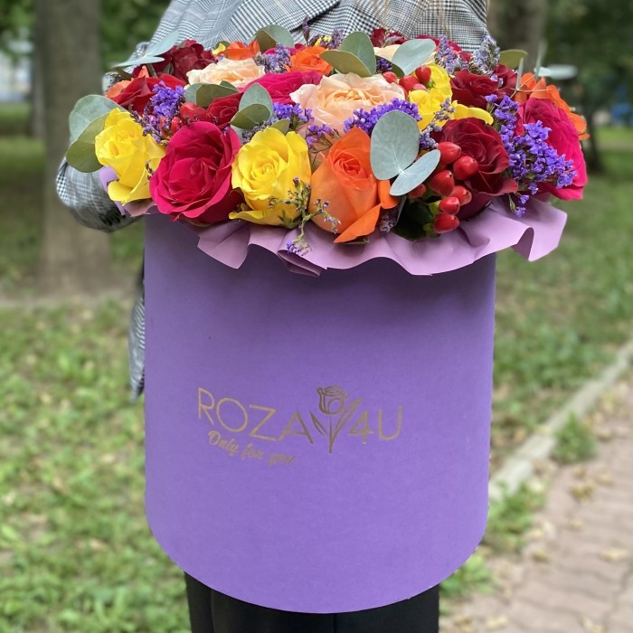 Композиция Осенняя роза в коробке