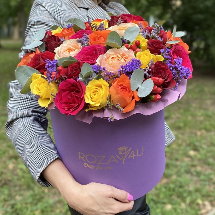 Композиция Осенняя роза в коробке