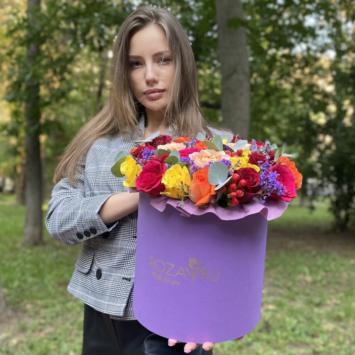 Композиция Осенняя роза в коробке