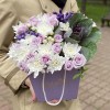 Композиция с хризантемой и розами Лиловая нежность