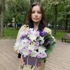 Композиция с хризантемой и розами Лиловая нежность