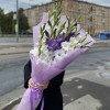 15 белых и фиолетовых гладиолусов