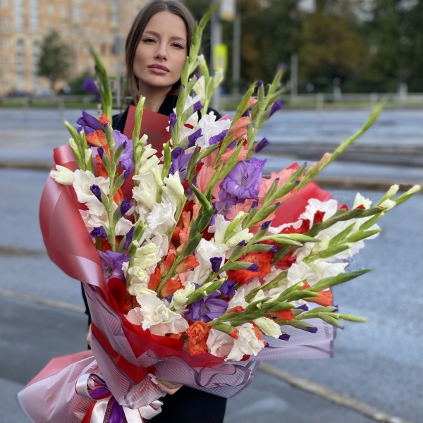 25 гладиолусов яркий микс