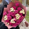Пионовидные кустовые розы с танацетумом