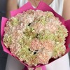 25 персиковых и зеленых гвоздик