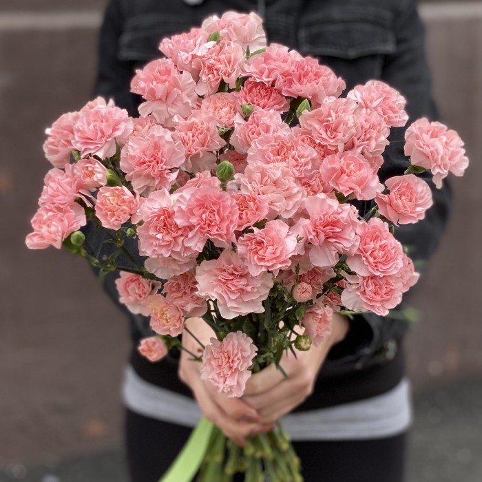 Кустовая нежно-розовая гвоздика