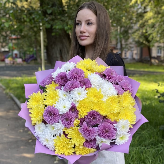 15 кустовых хризантем Летний микс