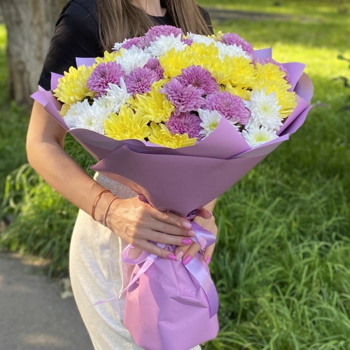 15 кустовых хризантем Летний микс