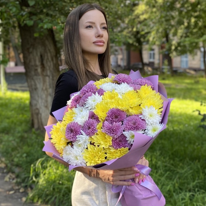 15 кустовых хризантем Летний микс