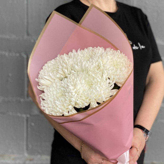 5 белых хризантем Магнум