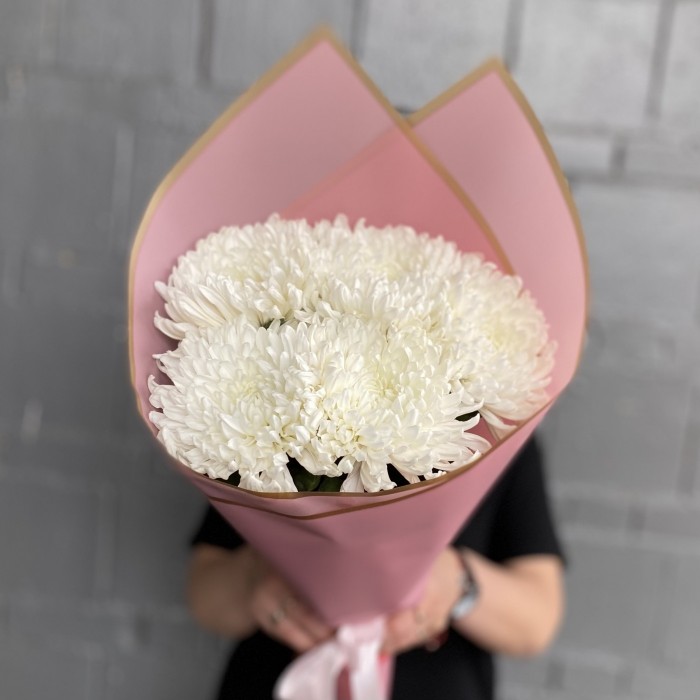 5 белых хризантем Магнум