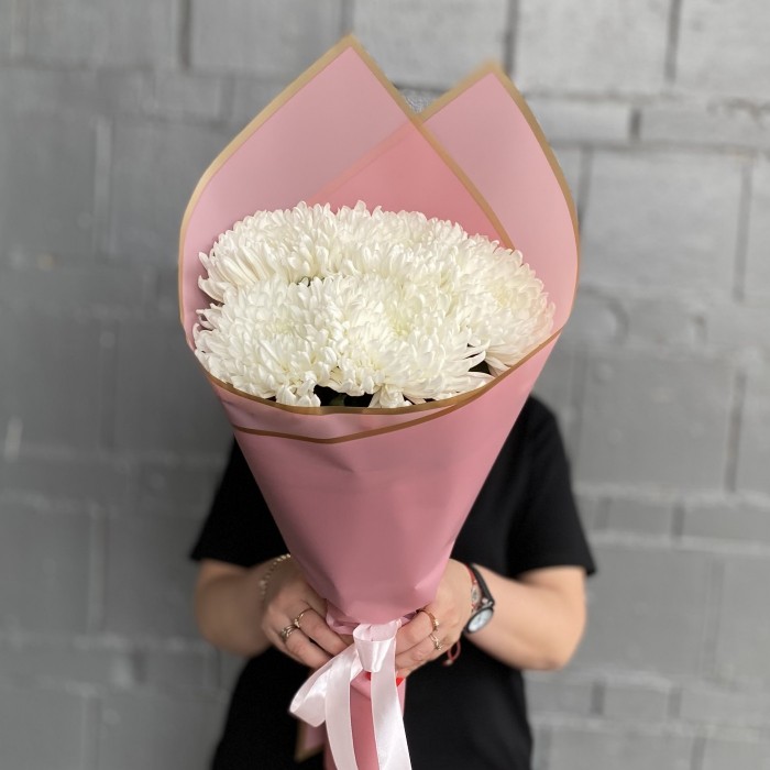 5 белых хризантем Магнум