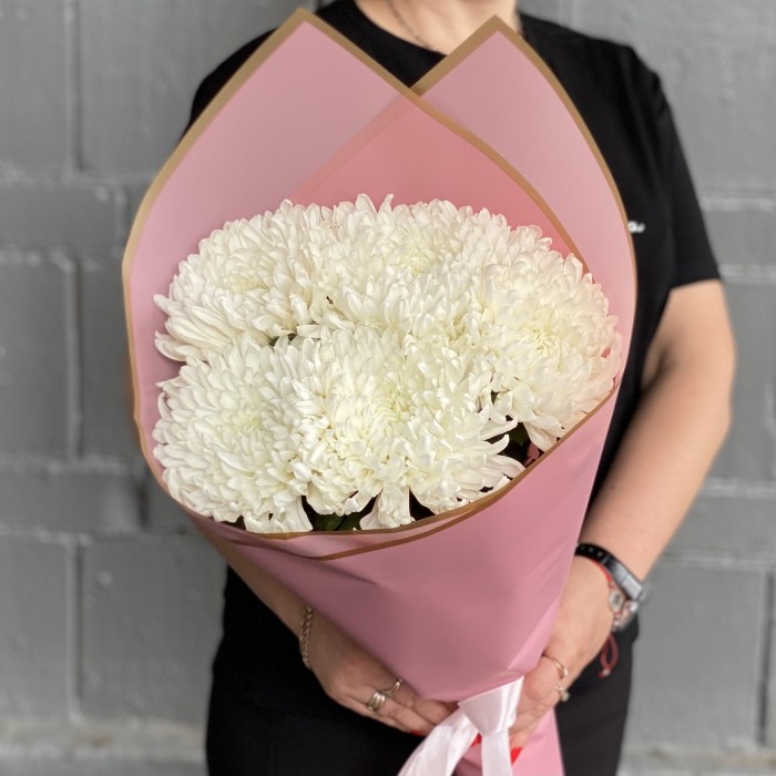 5 белых хризантем Магнум