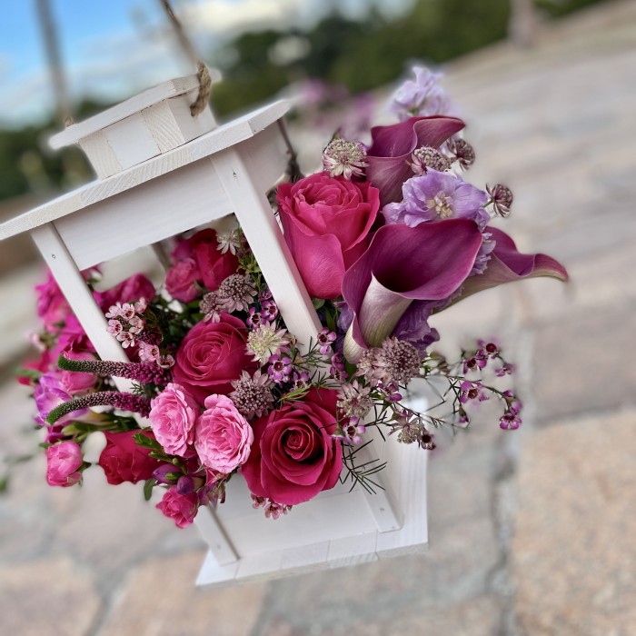 Композиция в фонаре Малиновый сорбет