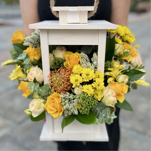 Композиция в фонаре Лимонная меренга