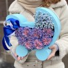 Композиция в коляске с диантусами на рождение мальчика