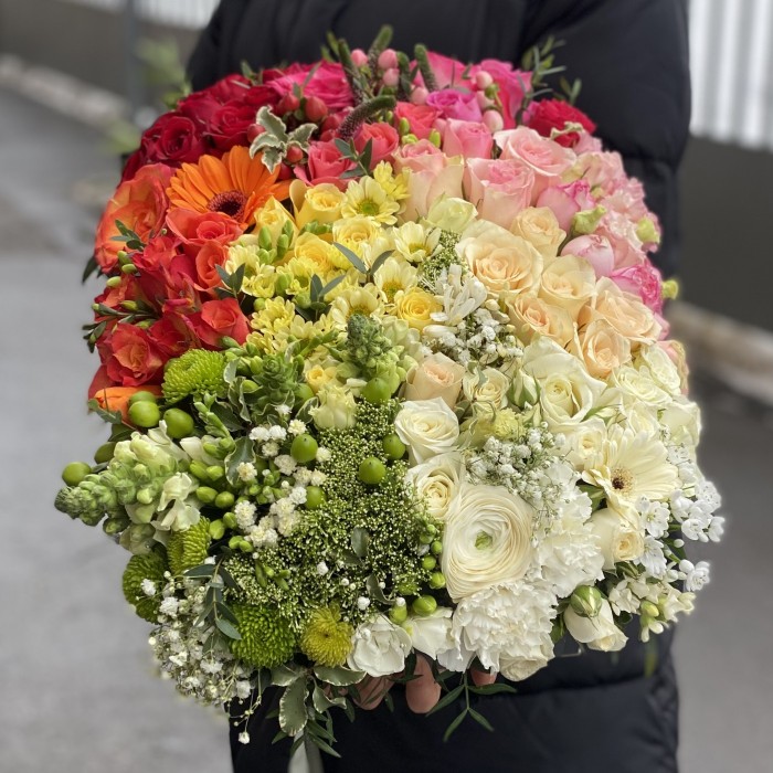 Композиция в ящике Радужная поляна