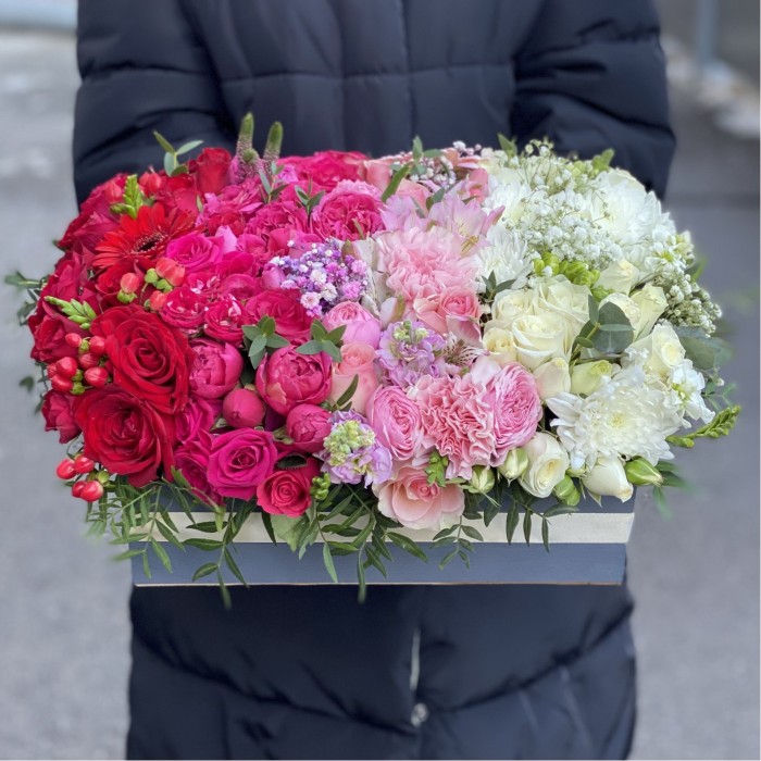 Композиция в ящике Радужная поляна