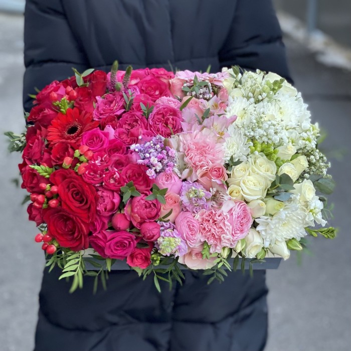 Композиция в ящике Радужная поляна