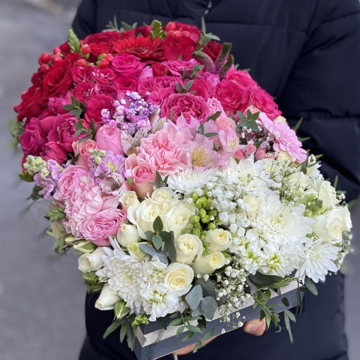 Композиция в ящике Радужная поляна