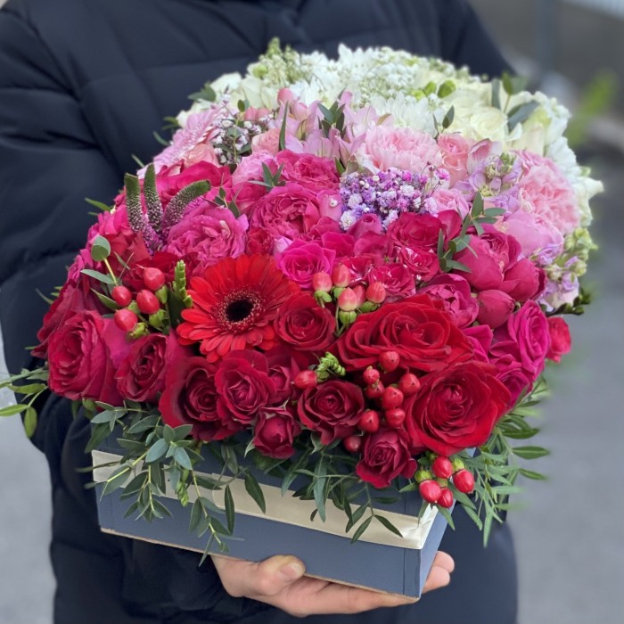 Композиция в ящике Радужная поляна