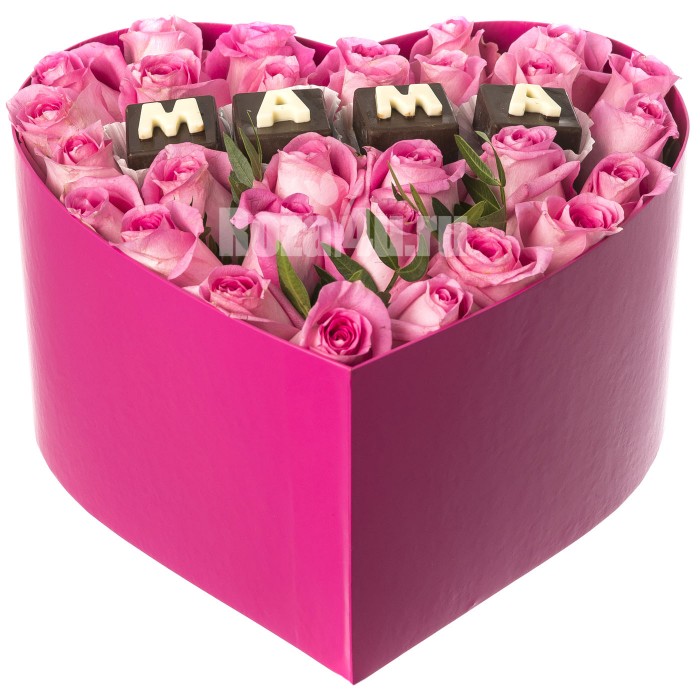 Коробка с розами "Подарок маме"