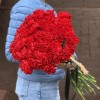 50 красных гвоздик с черной лентой