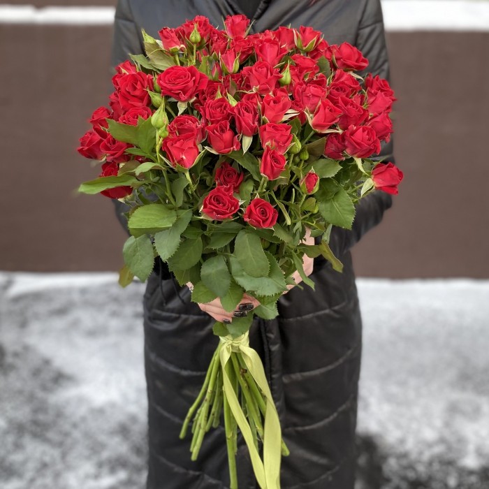 Кустовая красная роза Рубикон 80 см