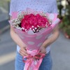 Малиновая гортензия с гипсофилой