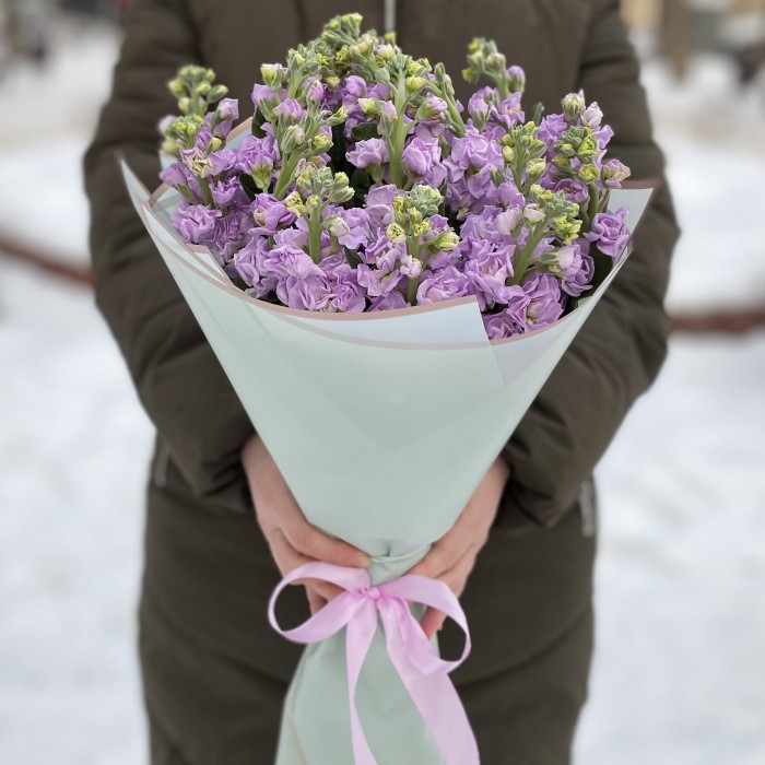 Букет из ароматной сиреневой маттиолы