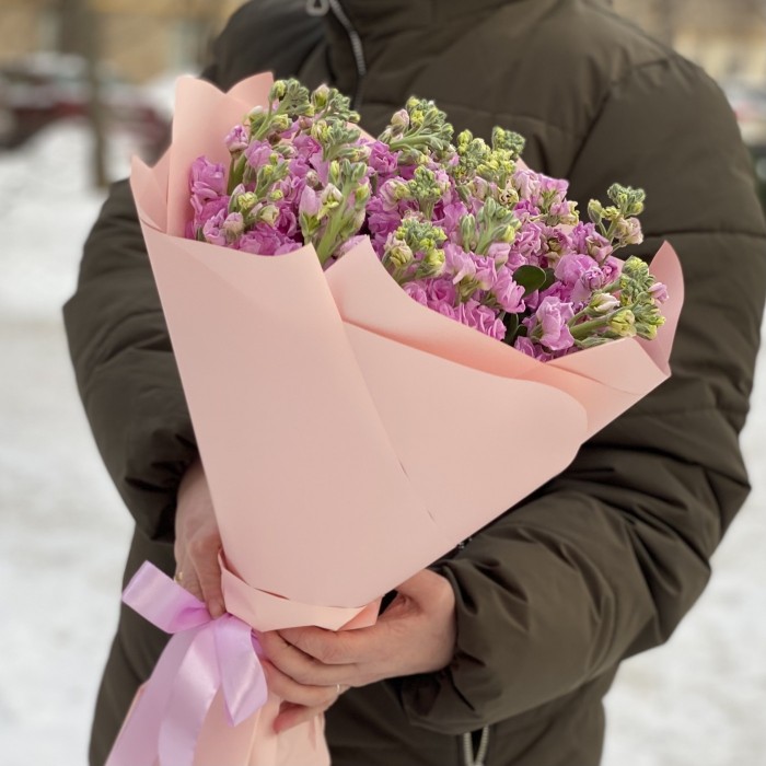 Букет из ароматной розовой маттиолы