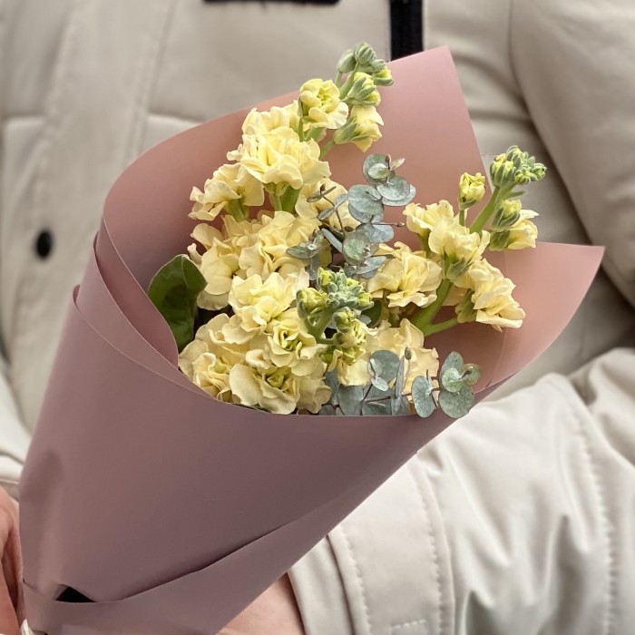 Корпоративный букет кремовых маттиол